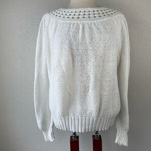 Vintage Big Beautiful Woman White Sweater Size L EUC